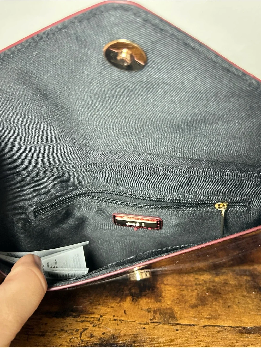 Aldo Shiny Deep Red Envelope Clutch